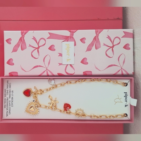 Piper-k 18+3" Necklace Cubic Zirconia  Glass Stones Natural Shell - Picture 5 of 6